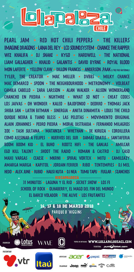 Lollapalooza Announces Lineup In Chile Argentina Brazil For 18 Setlist Fm