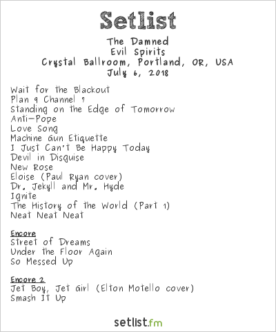 the damned tour setlist