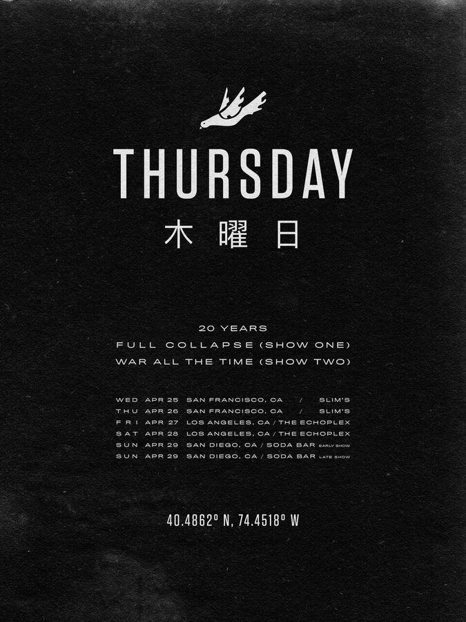 Thursday Announce 2018 Full Album Tour setlist.fm