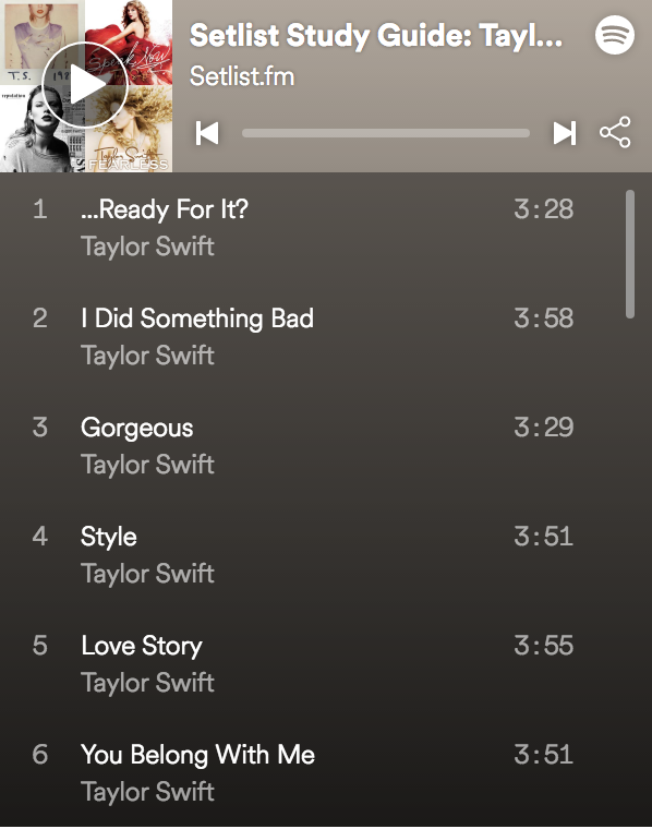Funkhouser News Taylor Swift Reputation Album Setlist