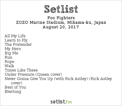 Foo Fighters Rick Astley Rickroll The Crowd At Summer Sonic Fest Setlist Fm - rick astley never gonna give you up roblox id loud