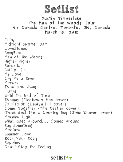 justin timberlake man of the woods tour setlist