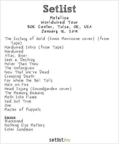 metallica world tour setlist