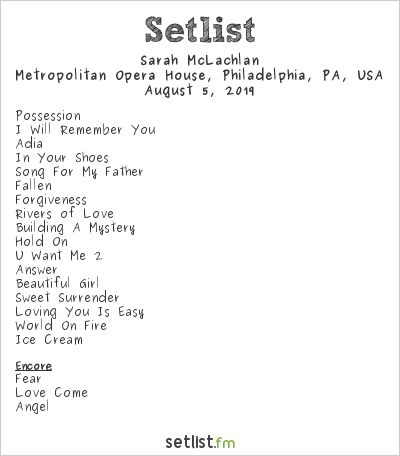 sarah mclachlan tour setlist