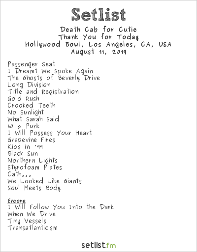 death cab for cutie tour setlist