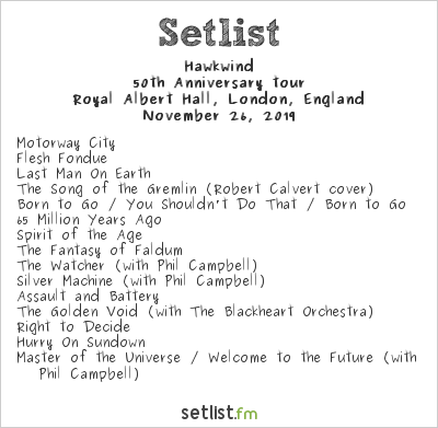 hawkwind 50th songs anniversary tour play last setlist