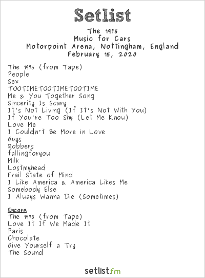 the 1975 tour 2020 setlist
