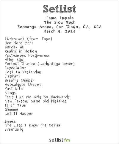 impala tame setlist rush slow tour debuts begin songs
