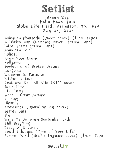 hella mega tour green day setlist