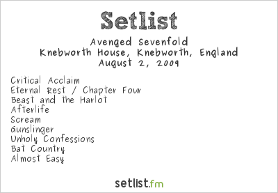avenged sevenfold setlist 2023 