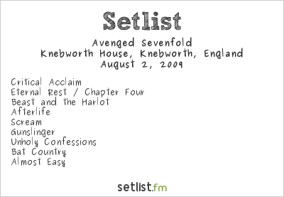 Avenged Sevenfold - Setlist - Guitar Flash