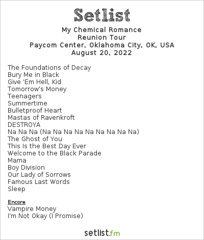 my chemical romance on tour