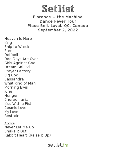 florence tour setlist