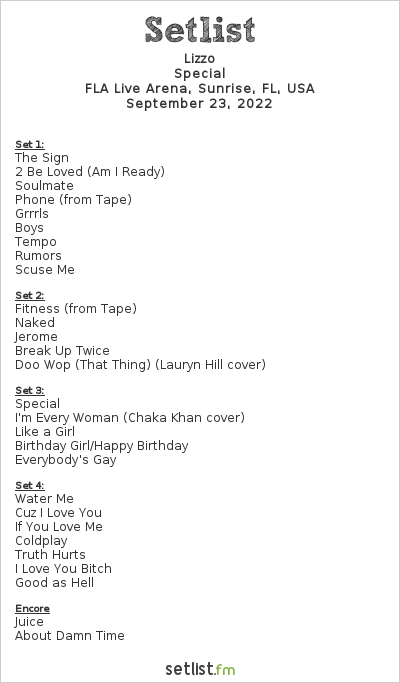 arena tour setlist