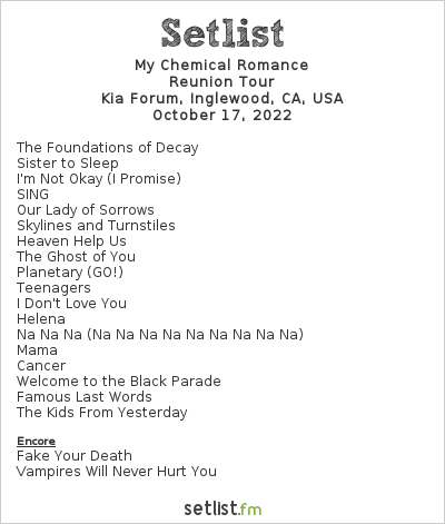 My Chemical Romance first show at the Kia Forum