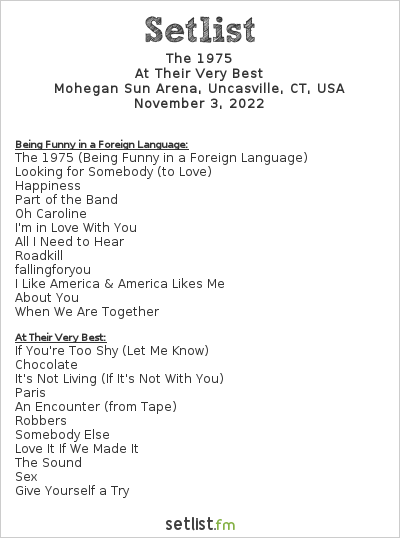 the 1975 tour opener setlist