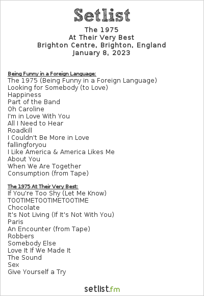 the 1975 tour 2023 setlist