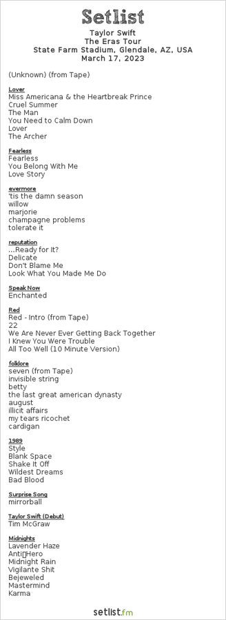 los angeles eras tour setlist