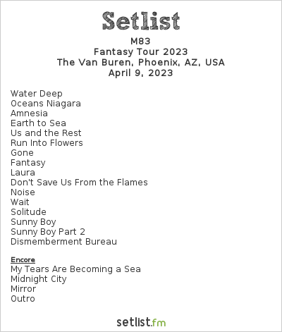 m83 tour setlist