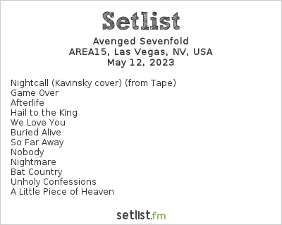 Avenged Sevenfold Tour Setlist 2023 - Tour Date, Tickets, Support