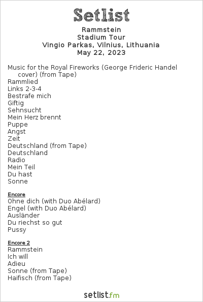 Rammstein - Setlist - Guitar Flash