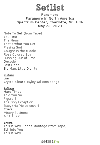 Paramore Kick Off This Is Why Tour in Charlotte | setlist.fm