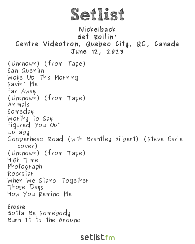 nickelback tour setlist 2023