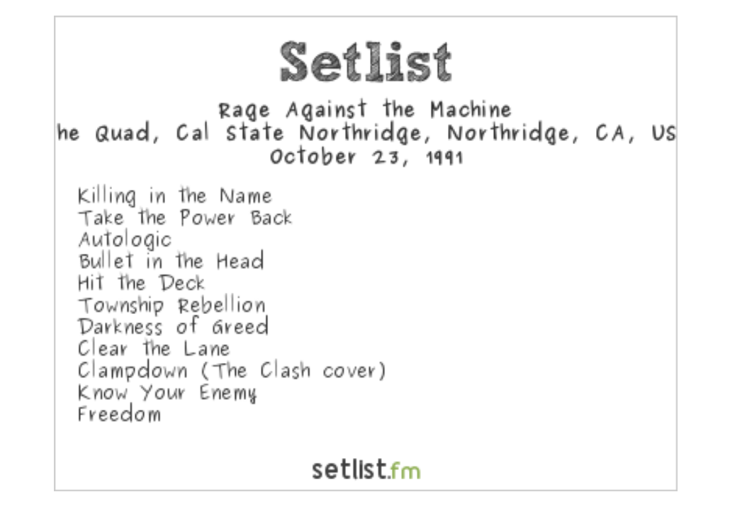 Six Songs Rage Against The Machine Never Played Live | setlist.fm