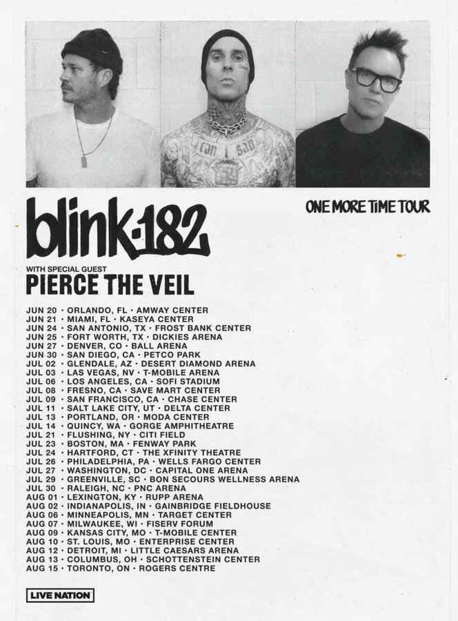 Blink 182 Tour Setlist