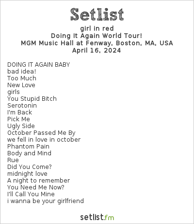 Girl In Red Begins Headlining Tour in Boston | setlist.fm