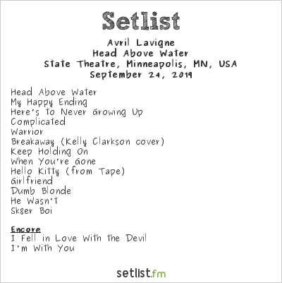 Check Out Avril Lavigne Head Above Water Tour Spoilers Setlist Fm